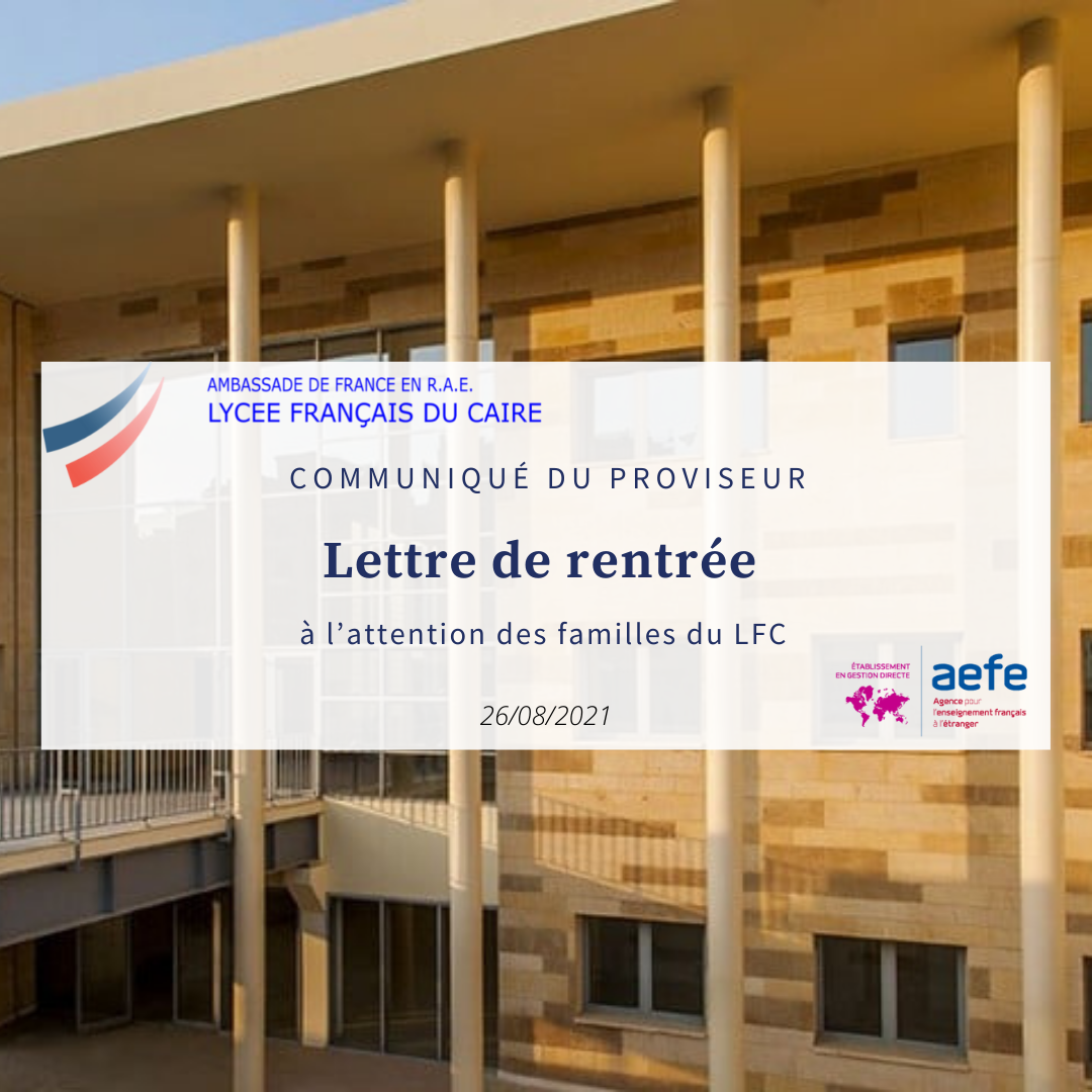 Lettre de rentrée - Communiqué DIR02 à l'attention des familles du LFC