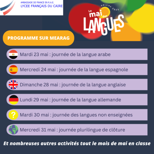 Le Mai des langues – Programme du site de Mearag